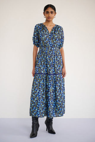 Selma Dress Pomegranate Vine Lapis