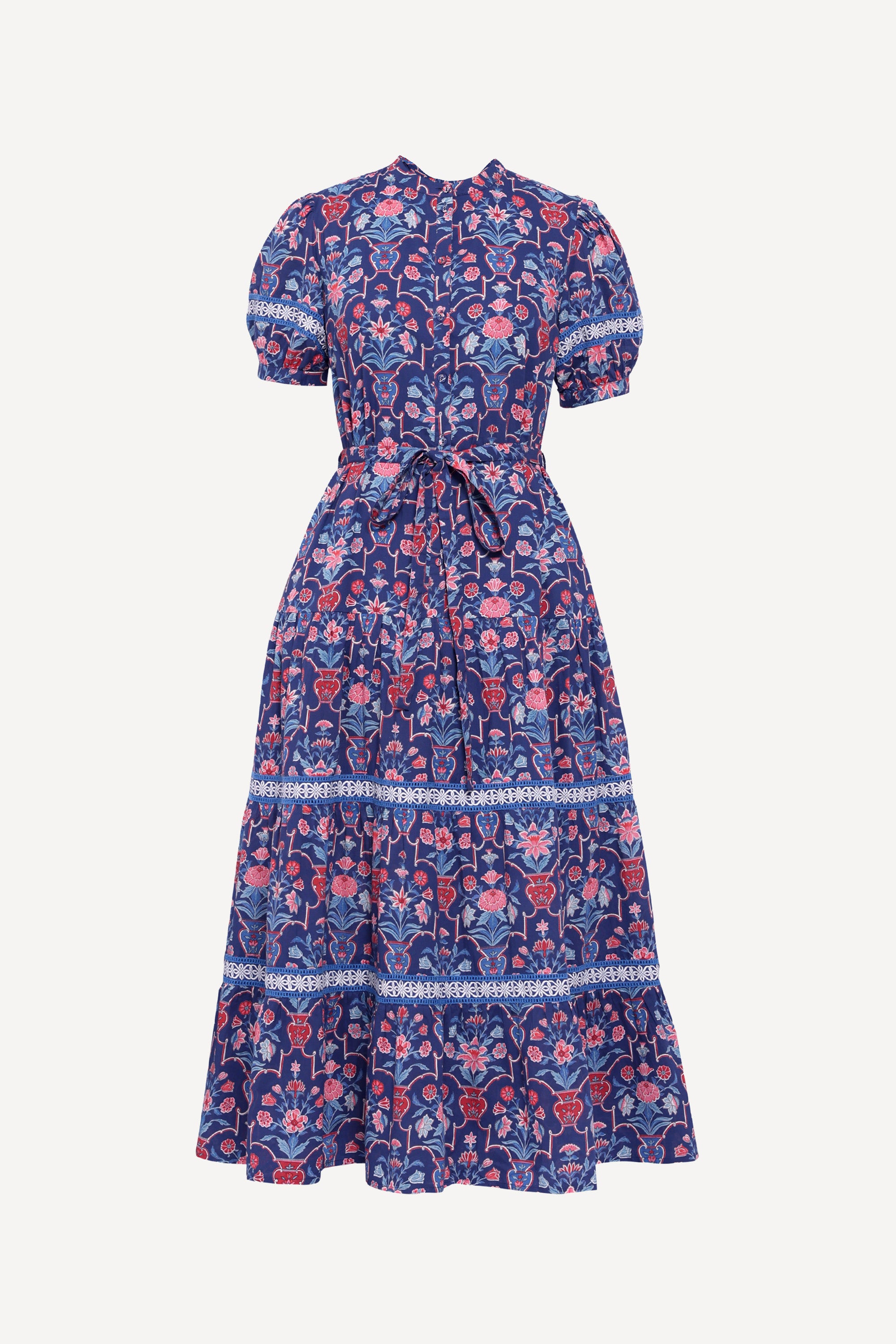 Saylor Dress Floral Vase Medieval Blue
