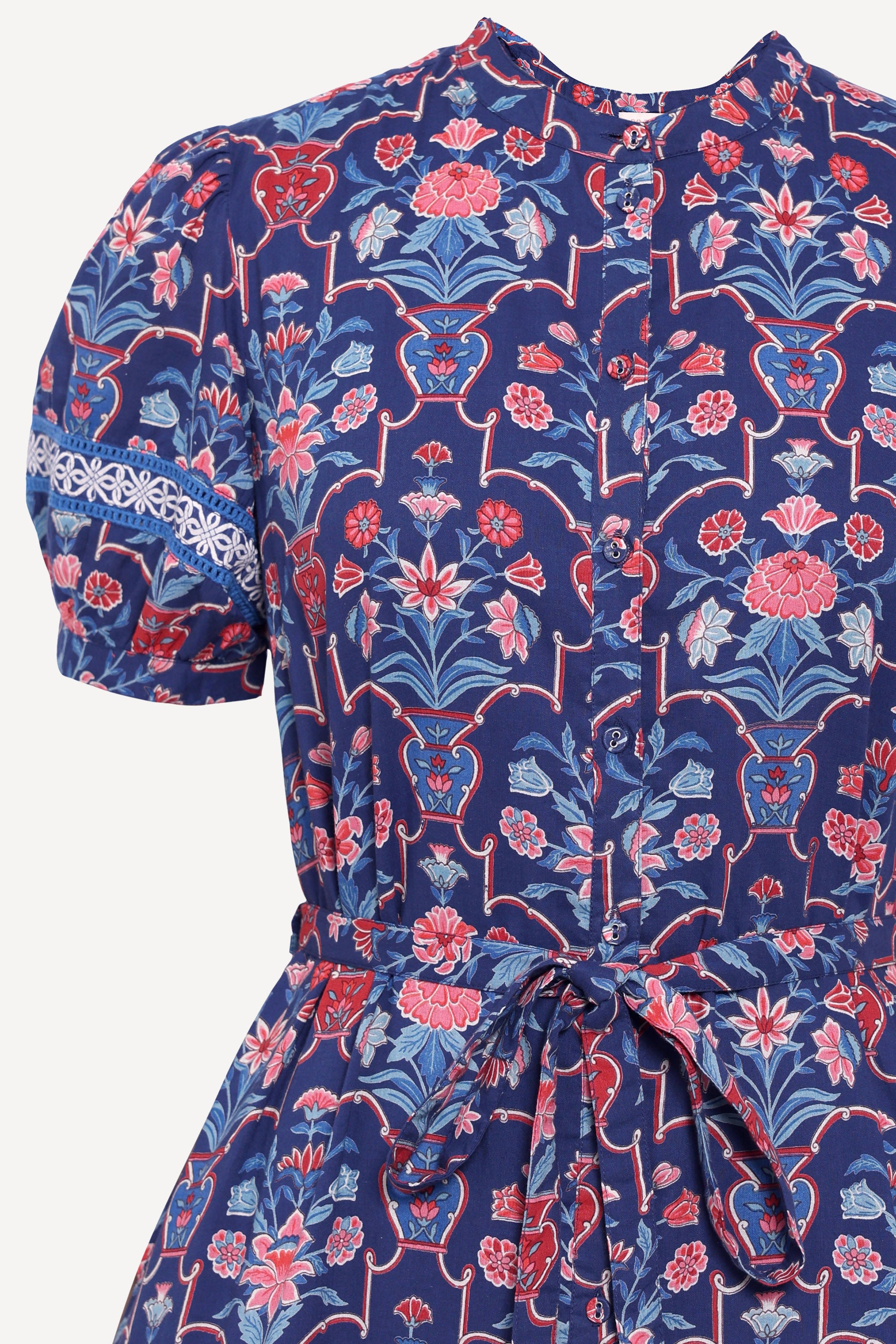 Saylor Dress Floral Vase Medieval Blue