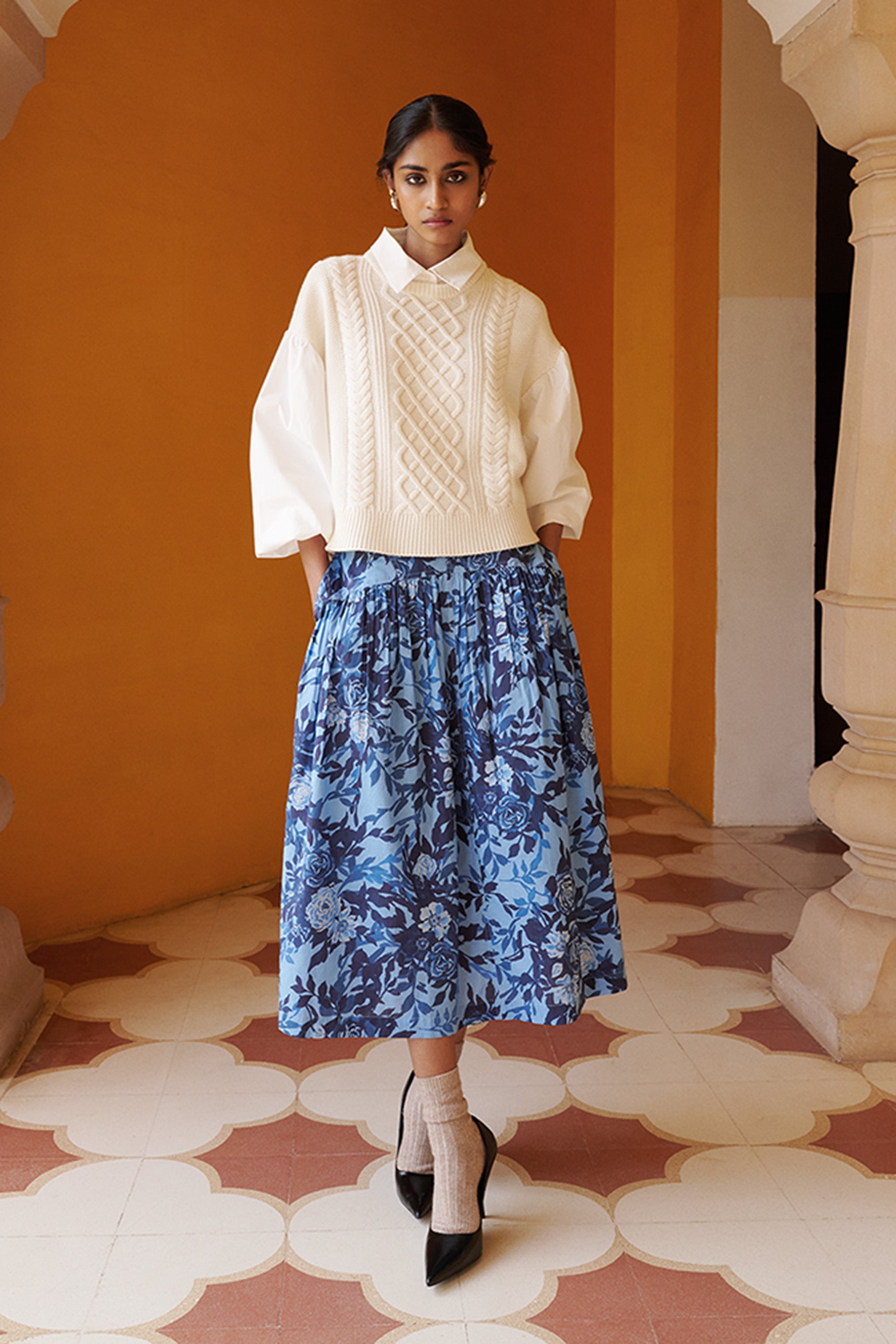 Skye Cable Shirt  Ivory