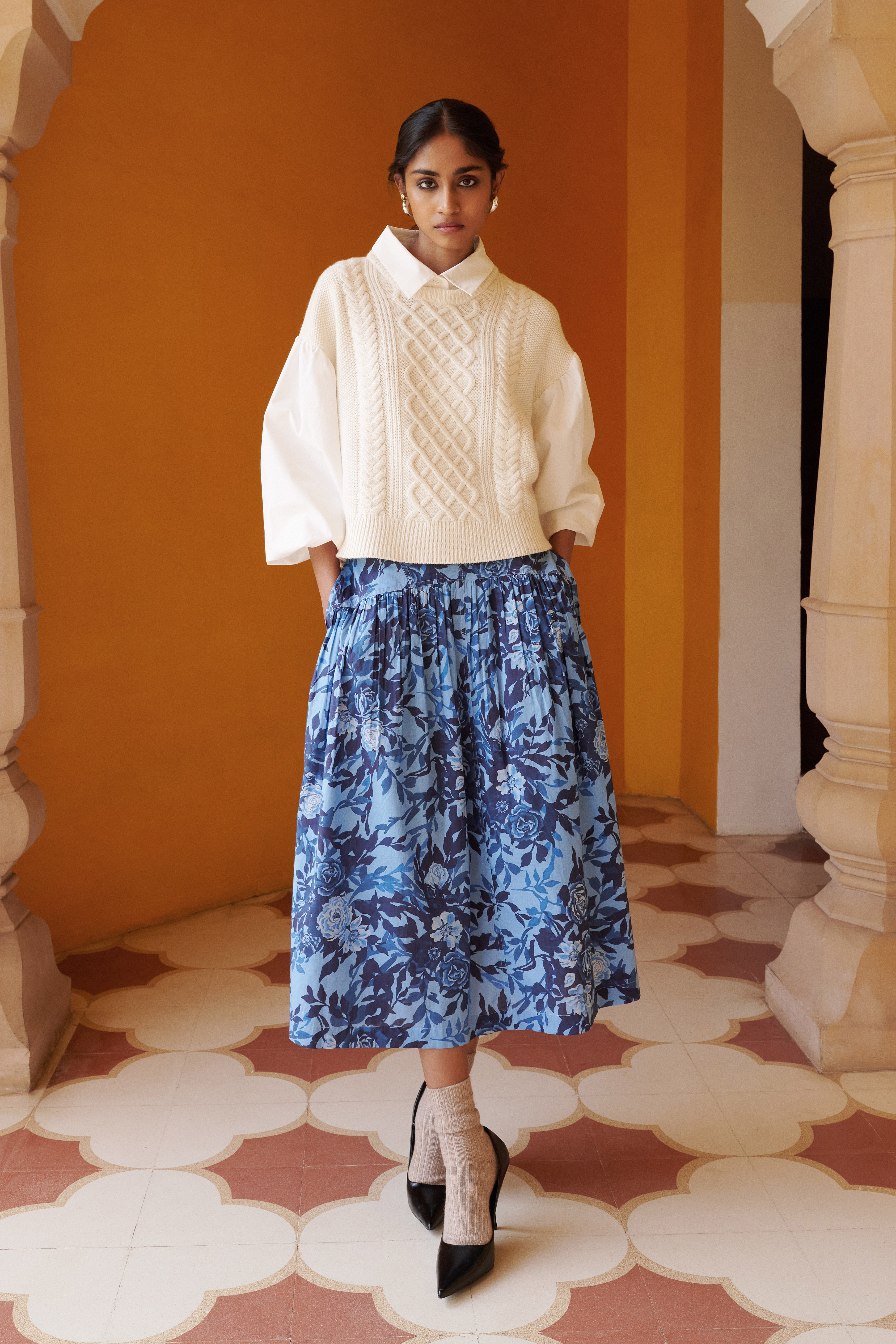 Skye Cable Shirt  Ivory