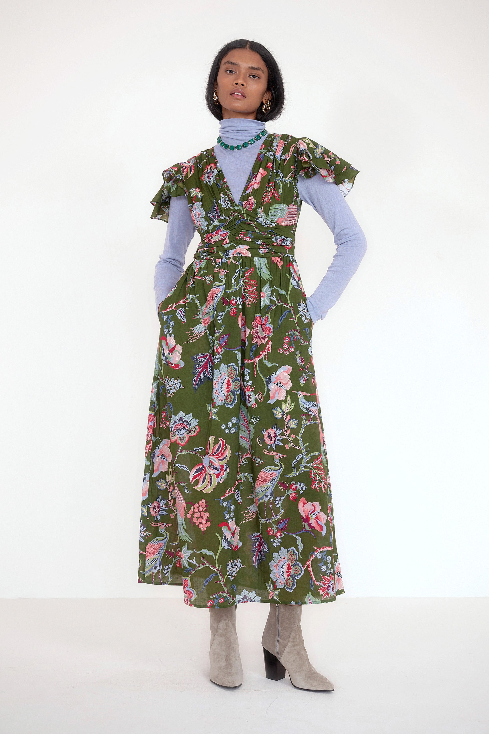 Adele Dress Chintz Moss
