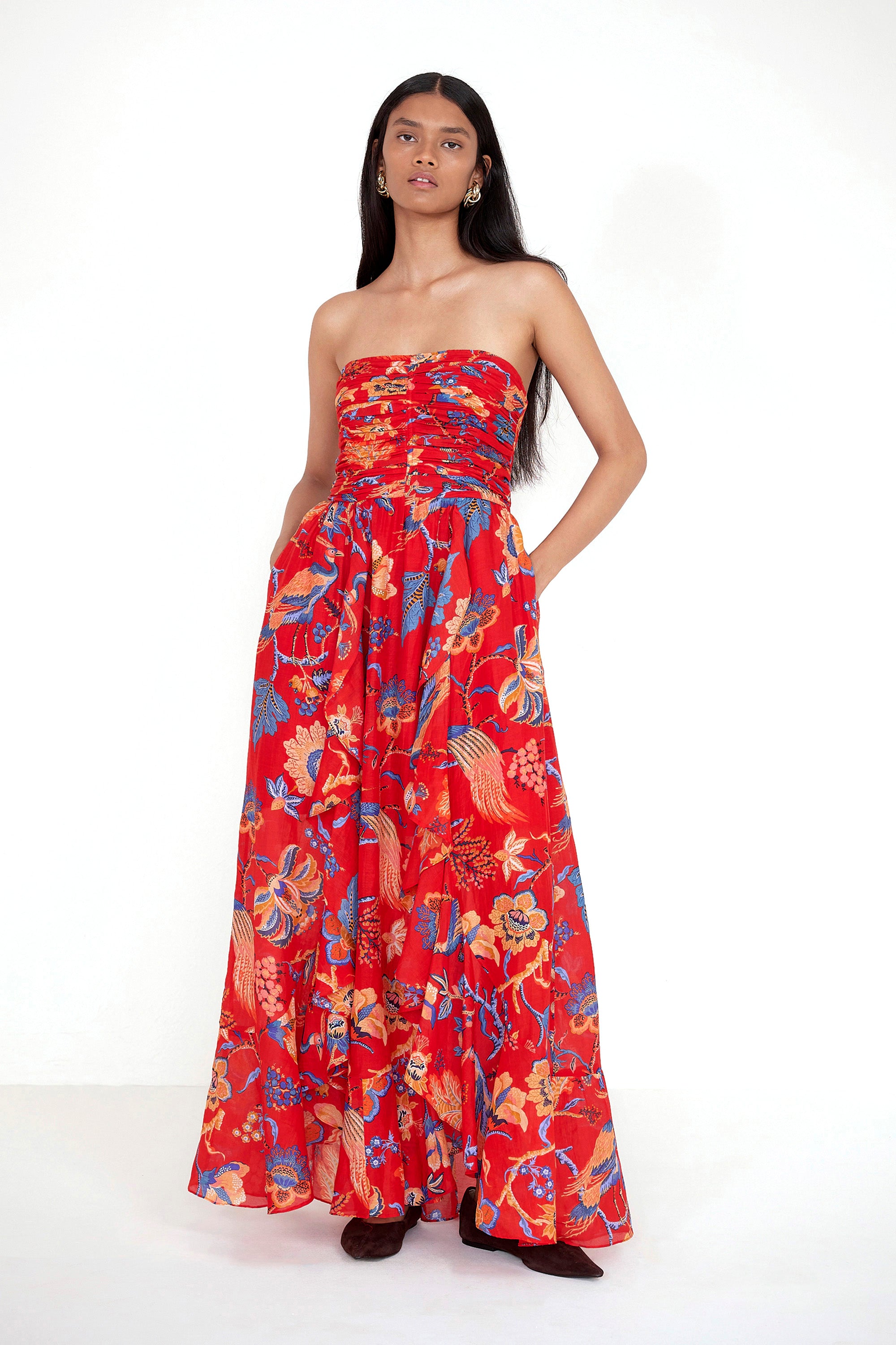 Bella Dress Chintz Carmine