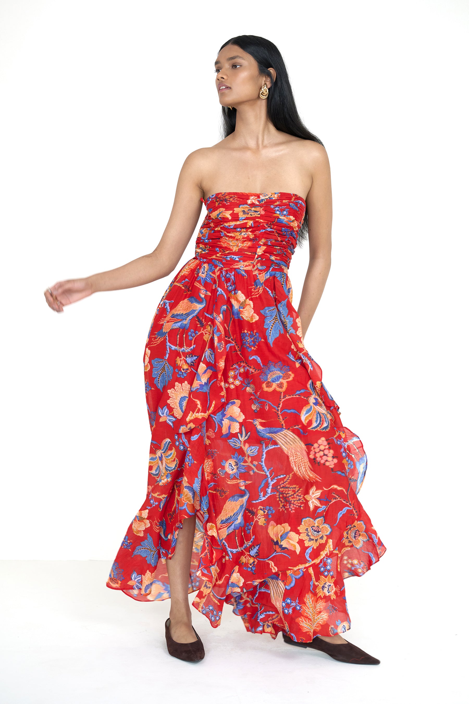 Bella Dress Chintz Carmine