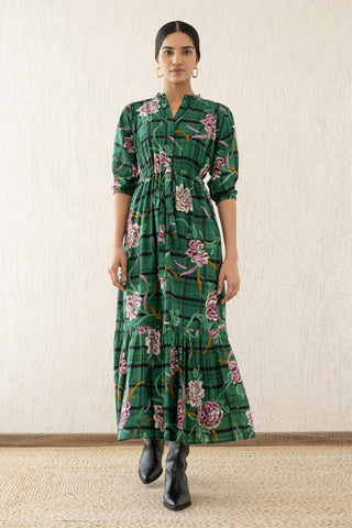 Betty Dress Tartan Rose Pine