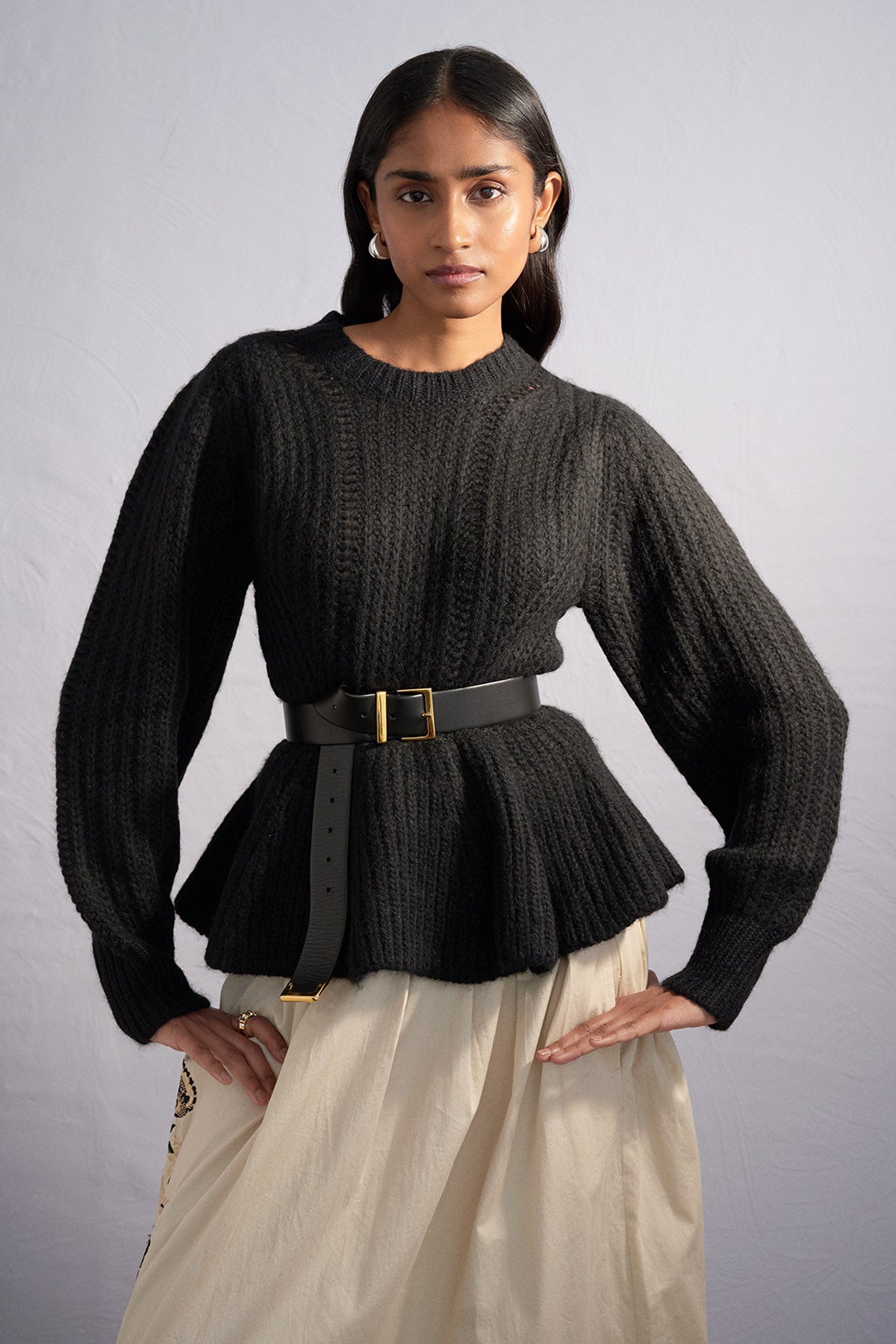 Freya Peplum Crewneck Sweater