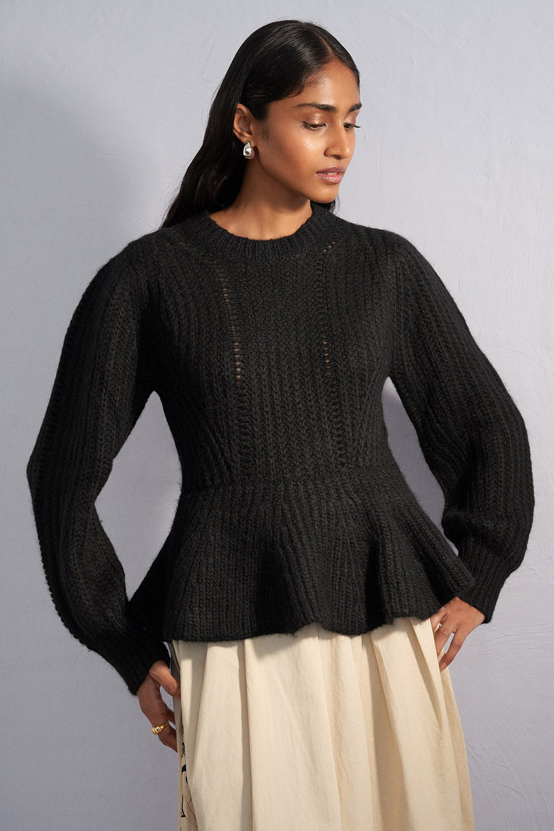 Freya Peplum Crewneck Sweater