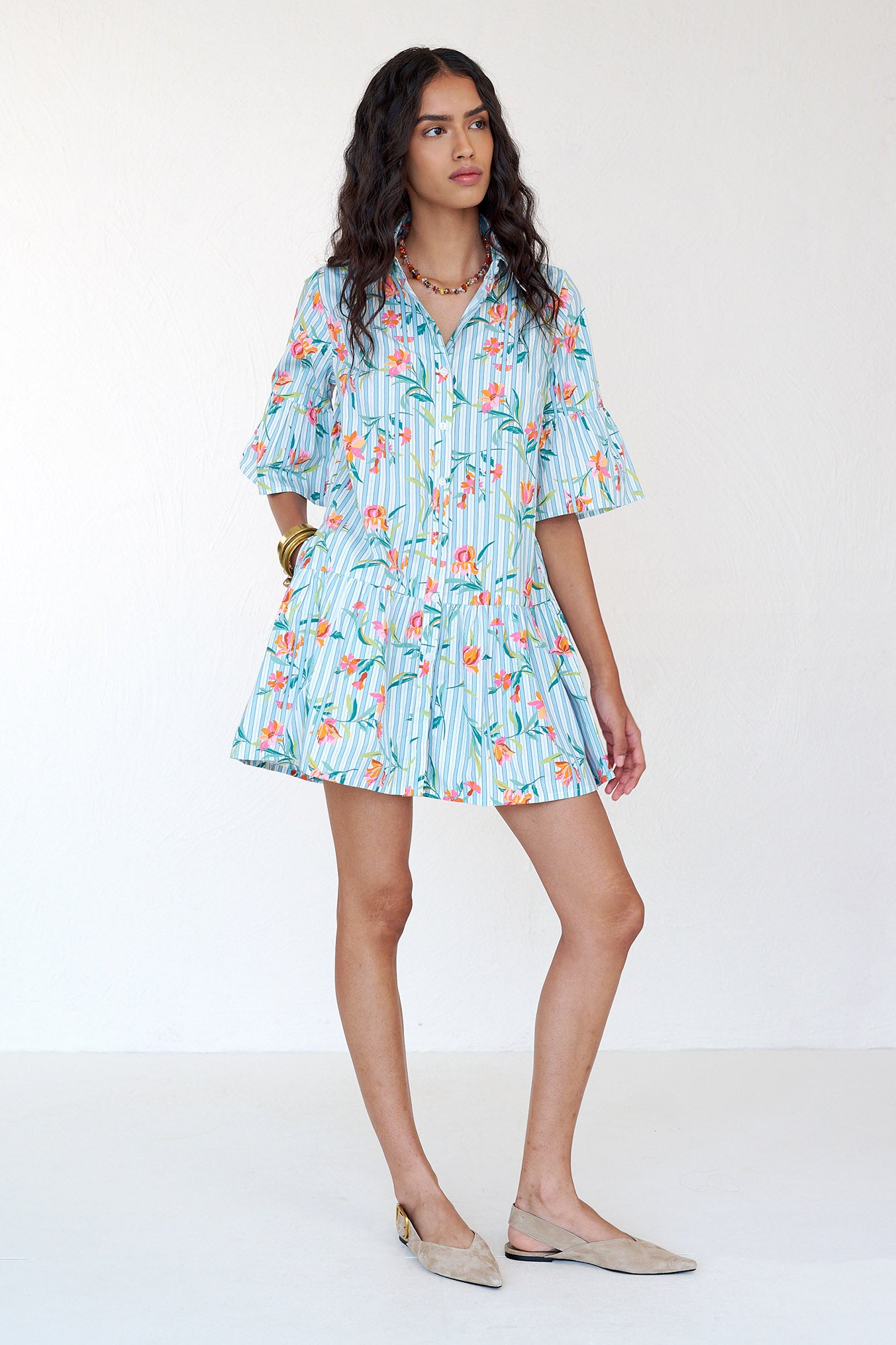 Hydra Mini Dress Orchid Pinstripe Placid