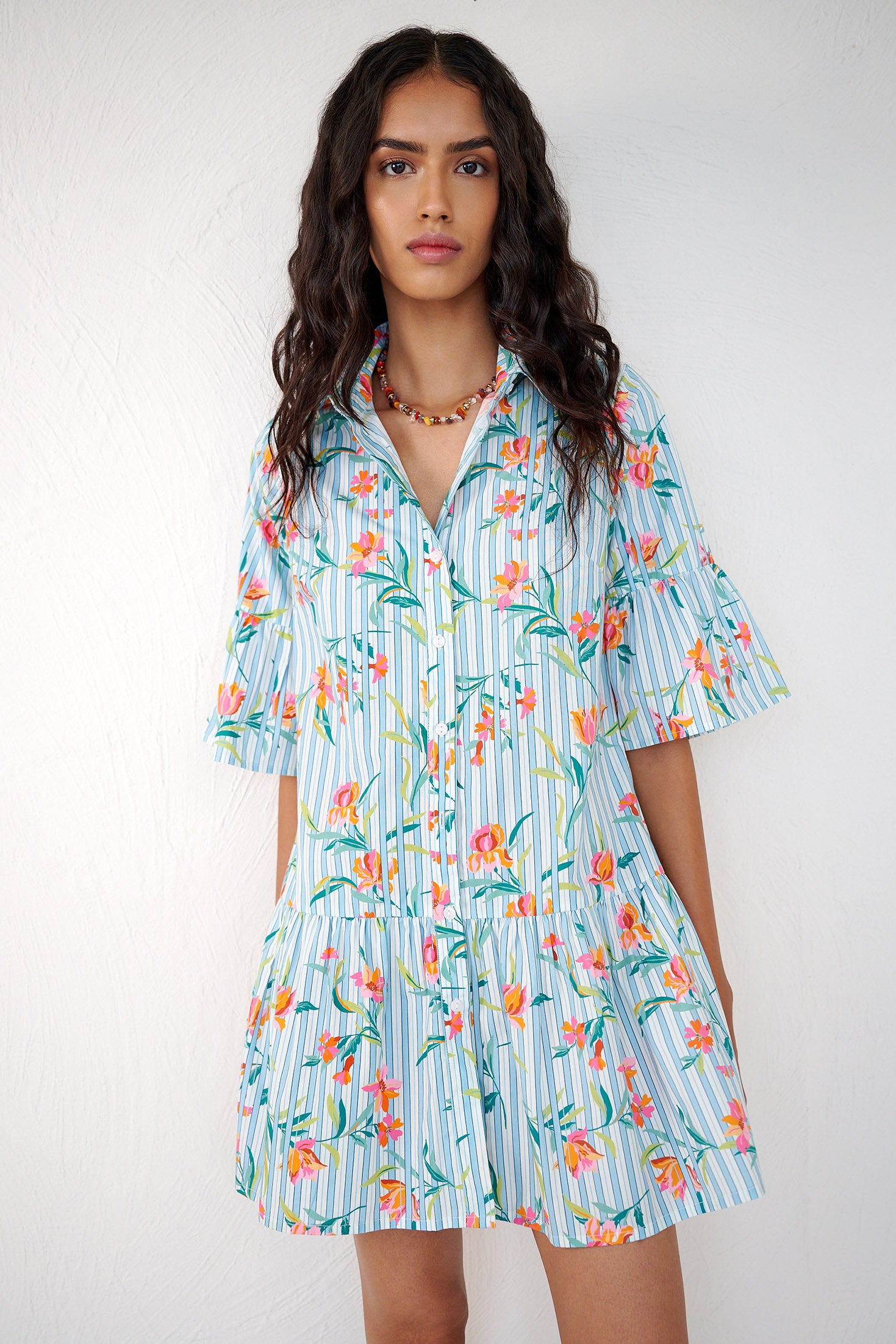 Hydra Mini Dress Orchid Pinstripe Placid