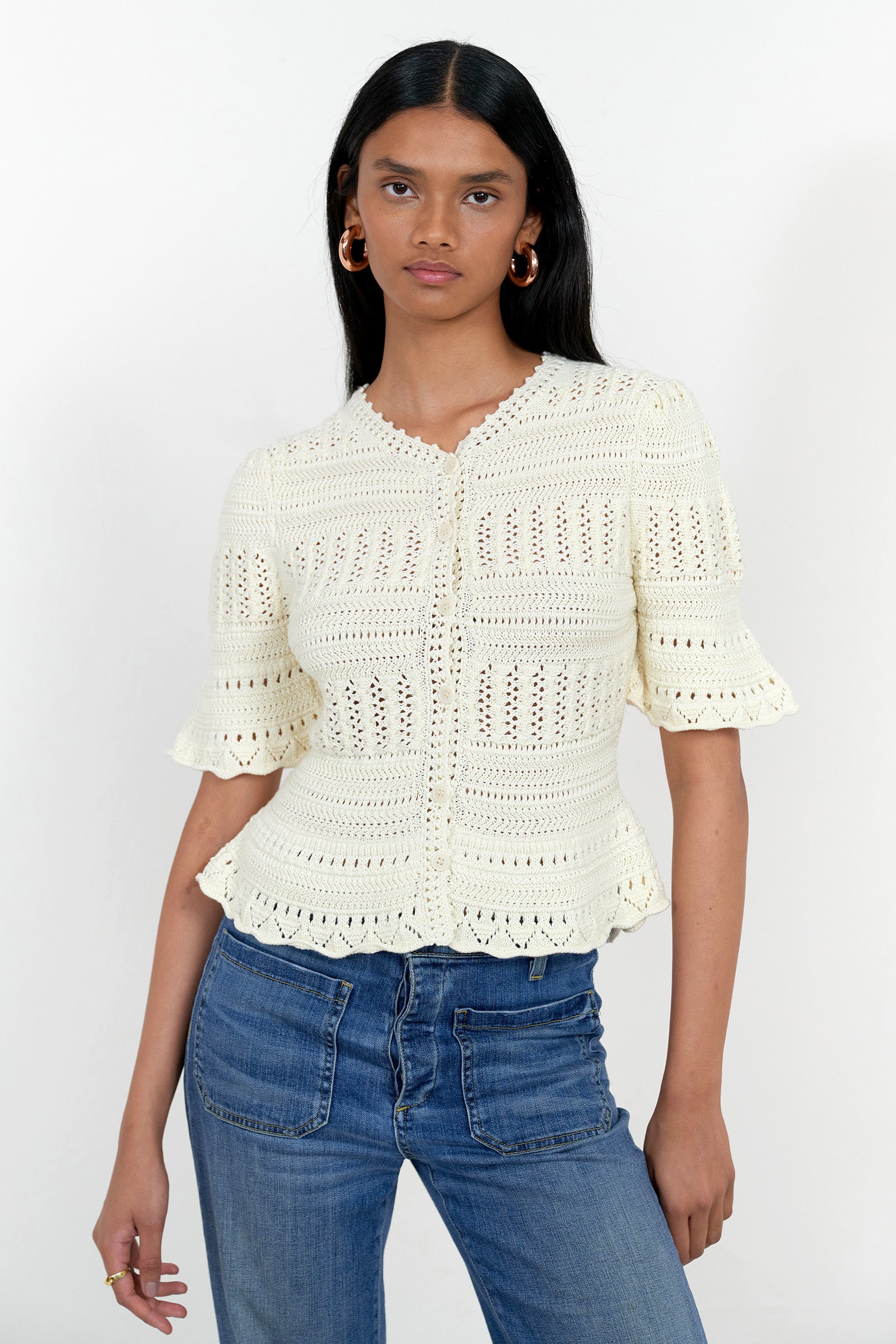 Laura Crochet Cardigan Ivory