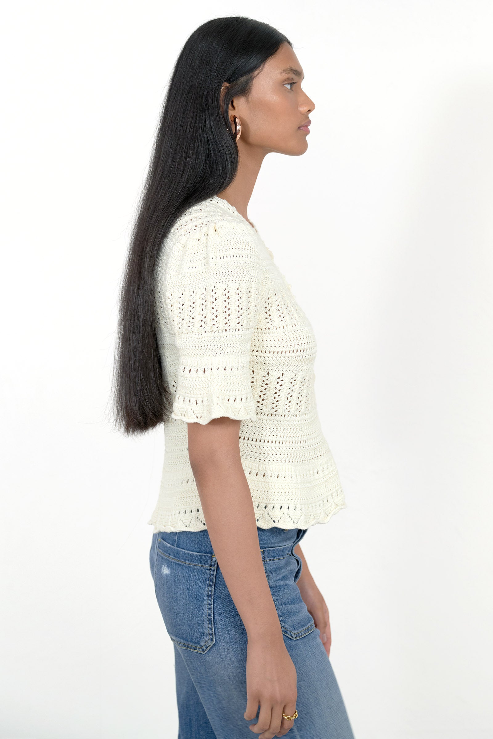 Laura Crochet Cardigan Ivory