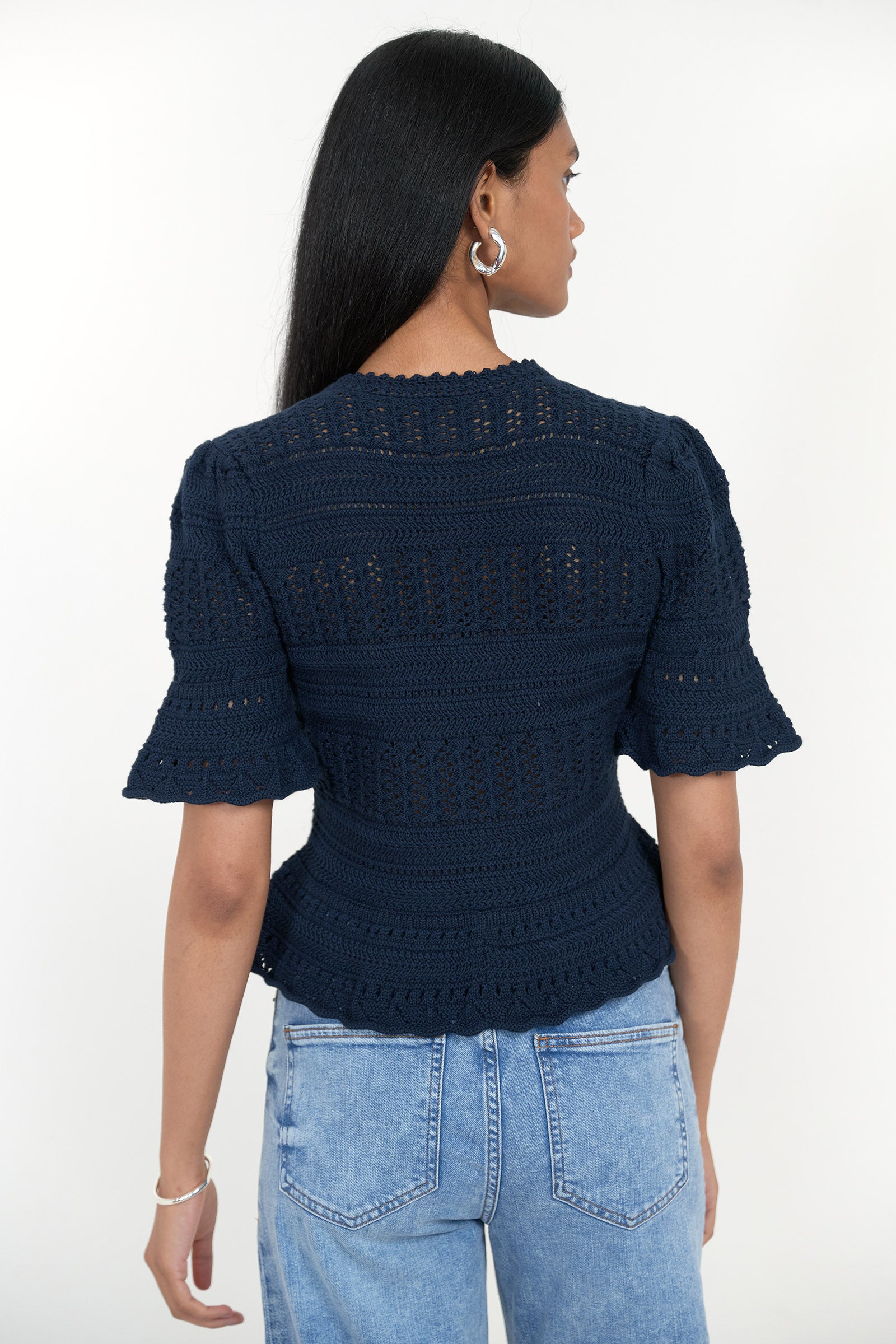 Laura Crochet Cardigan Navy