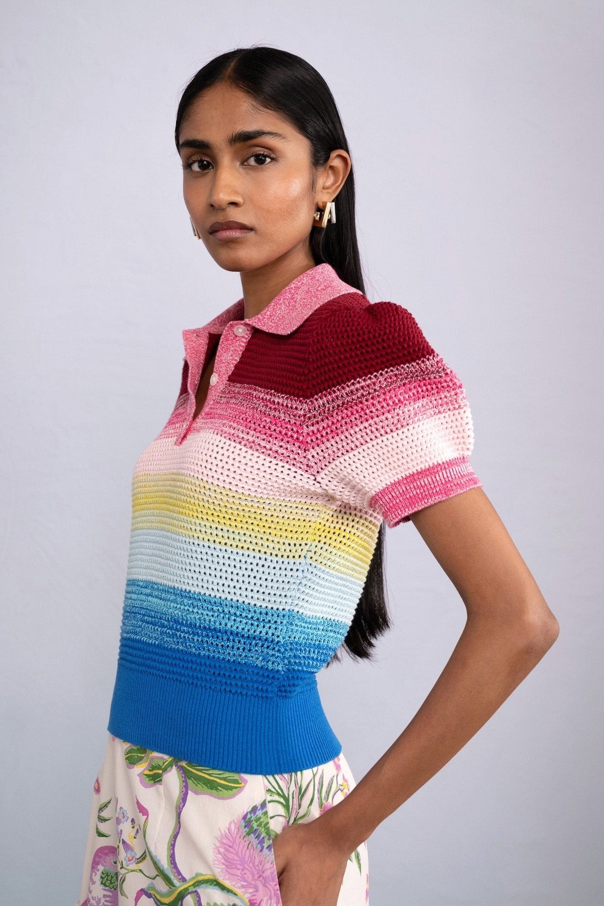 Side view of model wearing Lily Polo Bloom Ombre