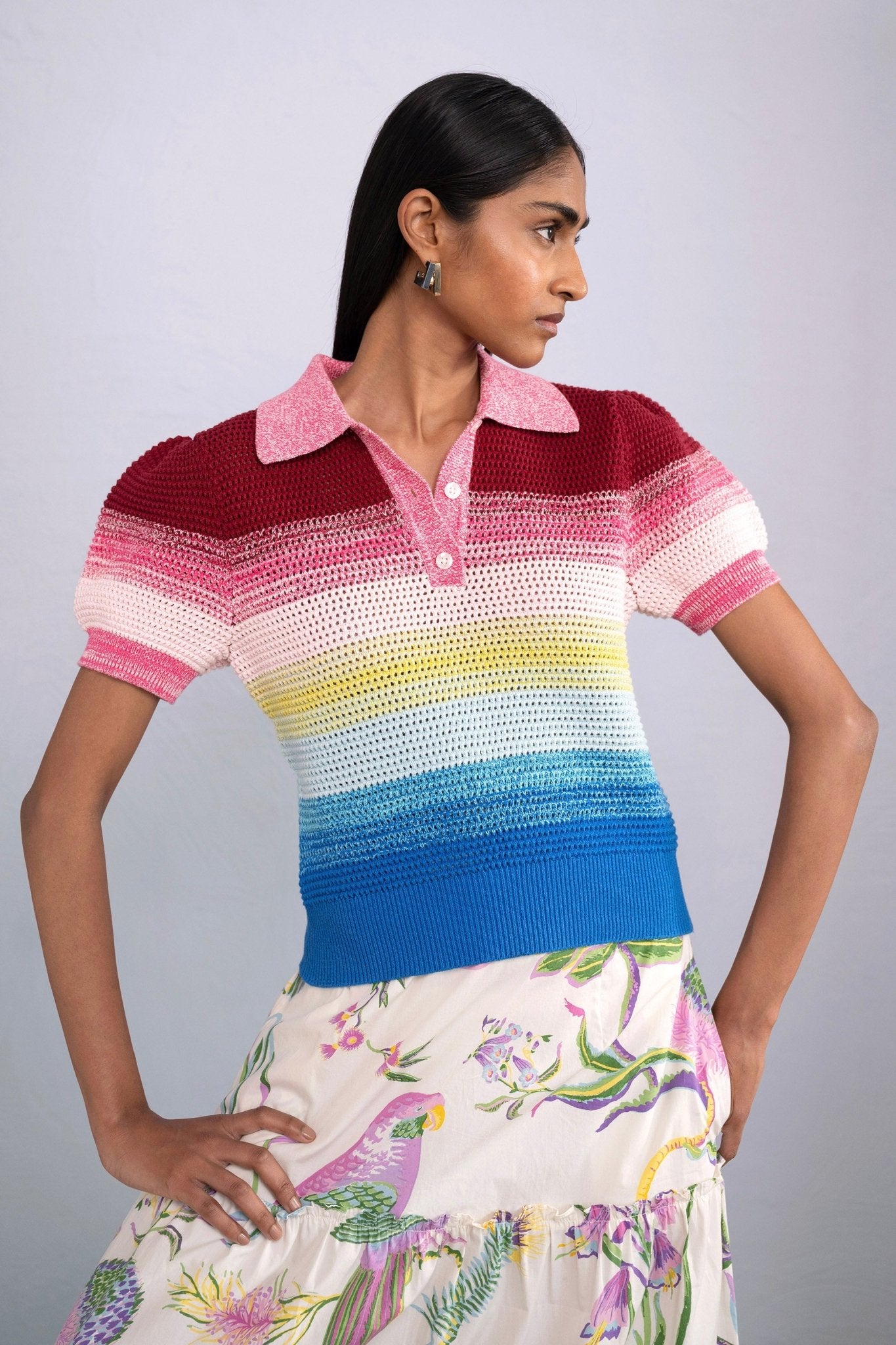 Front view of model wearing Lily Polo Bloom Ombre