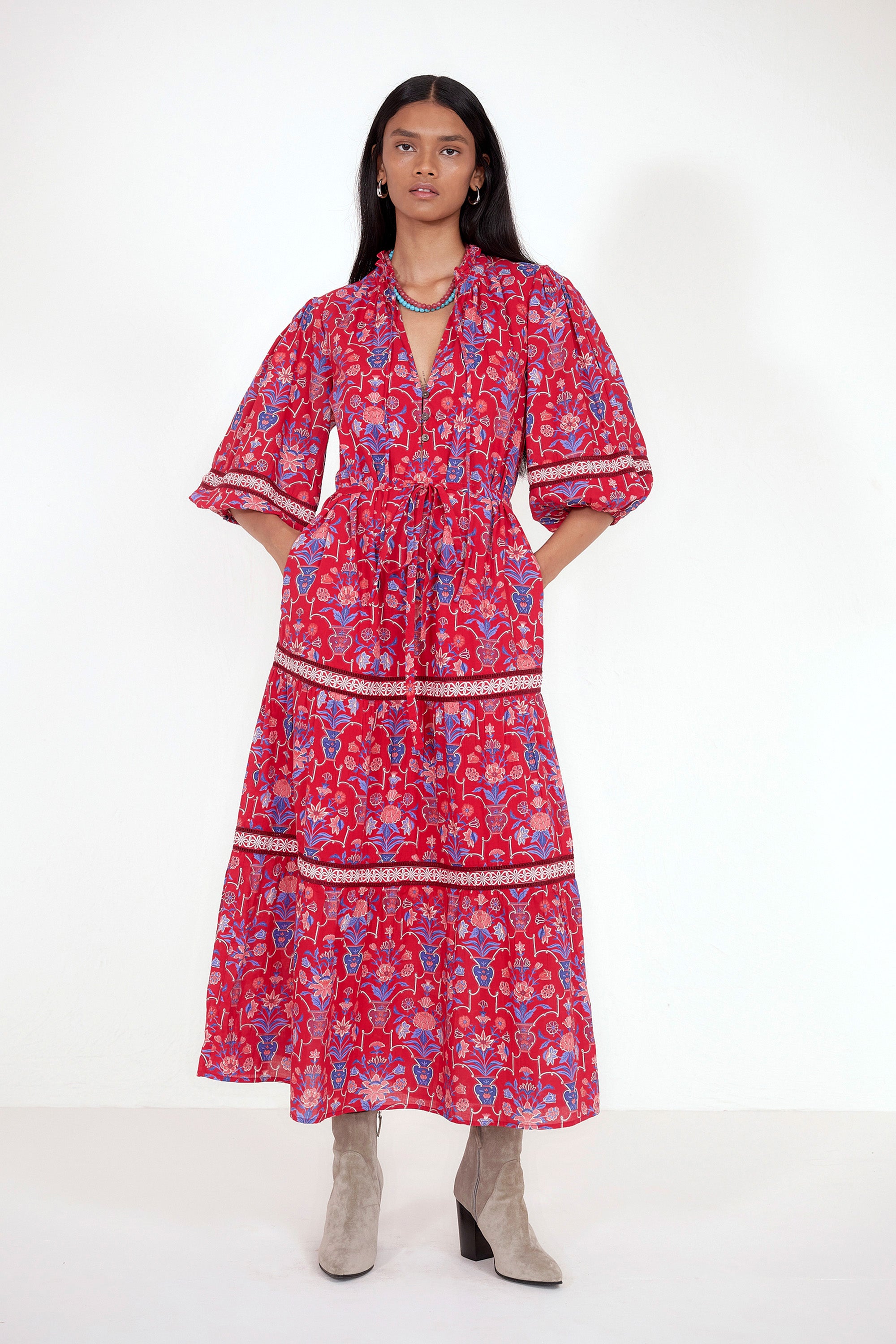 Liza Dress Floral Vase Cinnabar