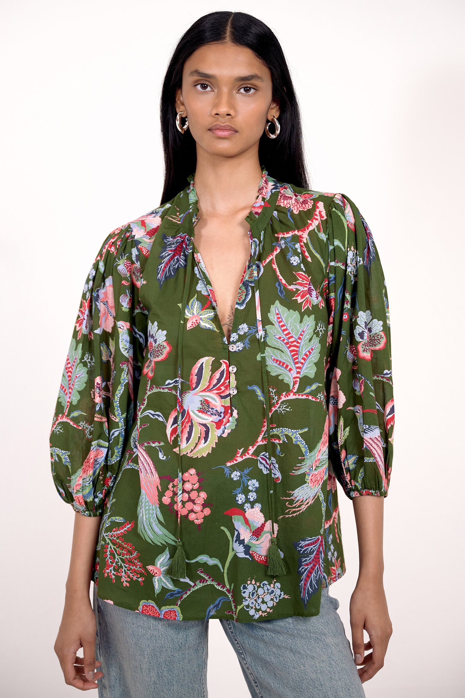 Lorna Top Chintz Moss