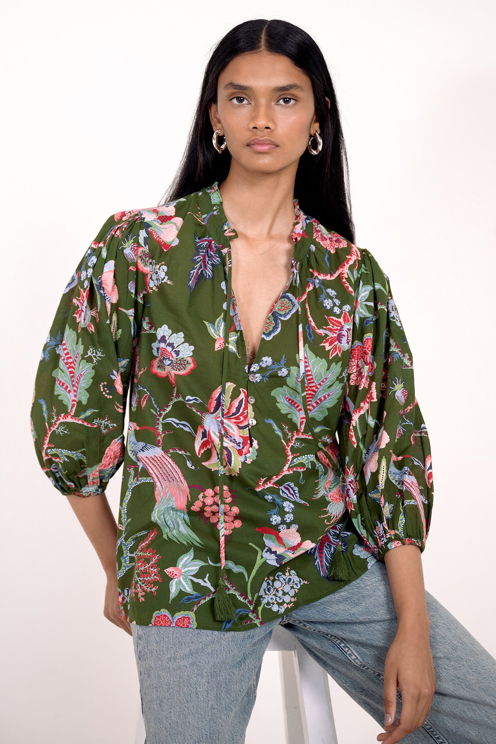 Lorna Top Chintz Moss