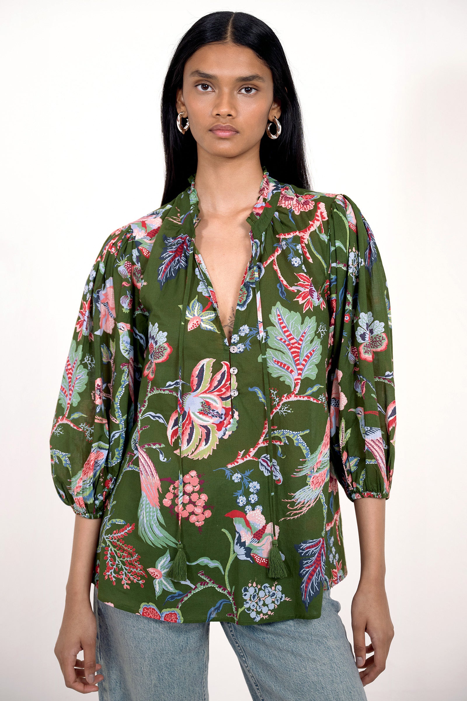 Lorna Top Chintz Moss