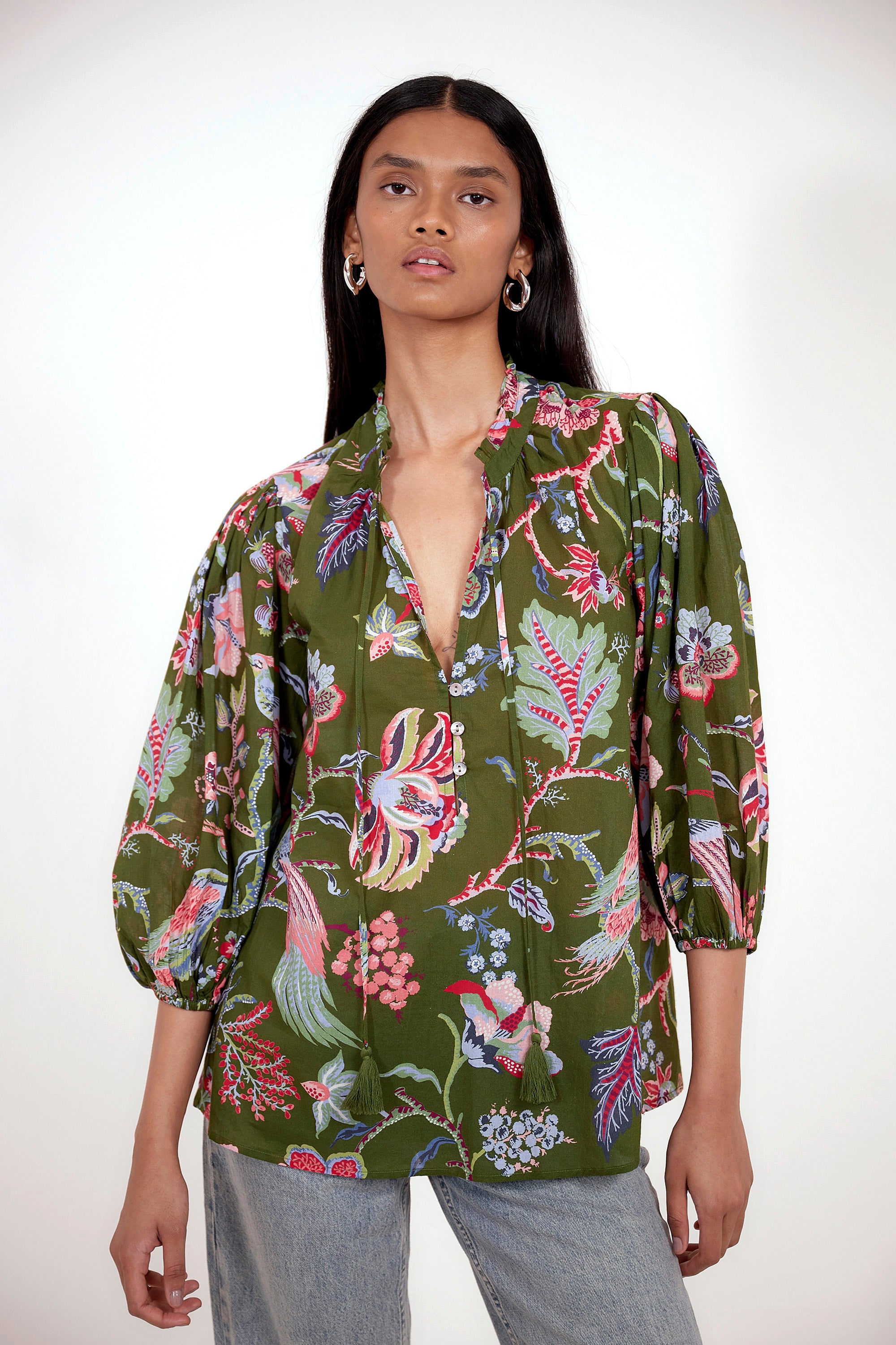 Lorna Top Chintz Moss