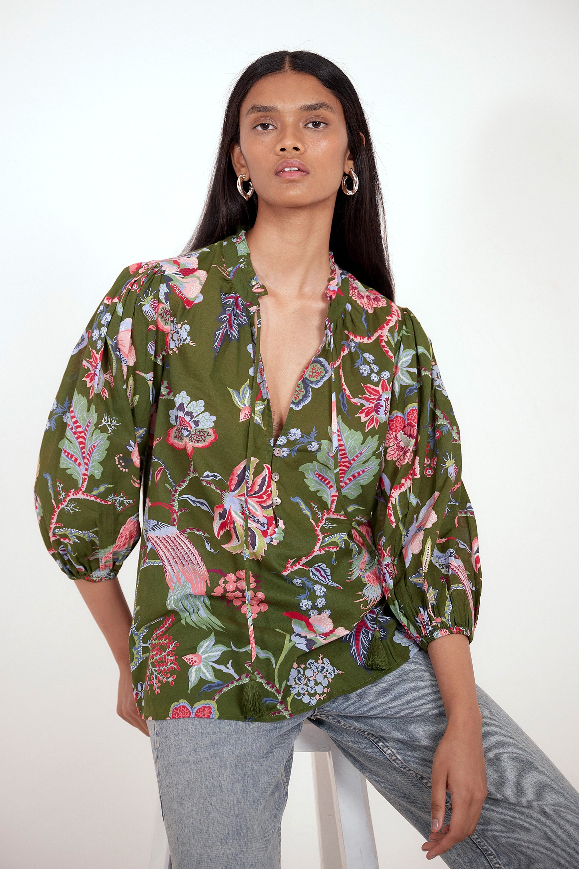Lorna Top Chintz Moss