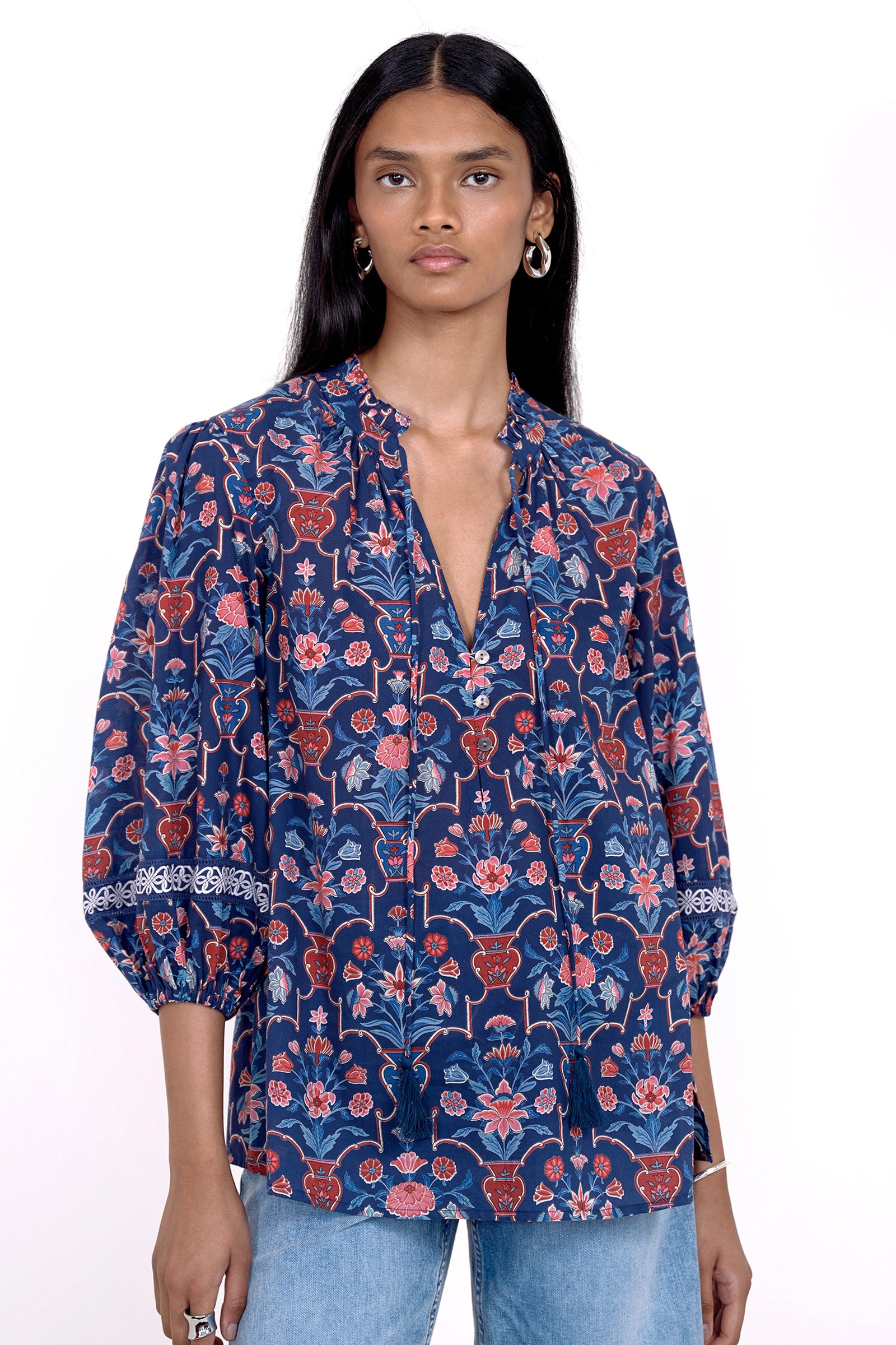 Lorna Top Floral Vase Medieval Blue