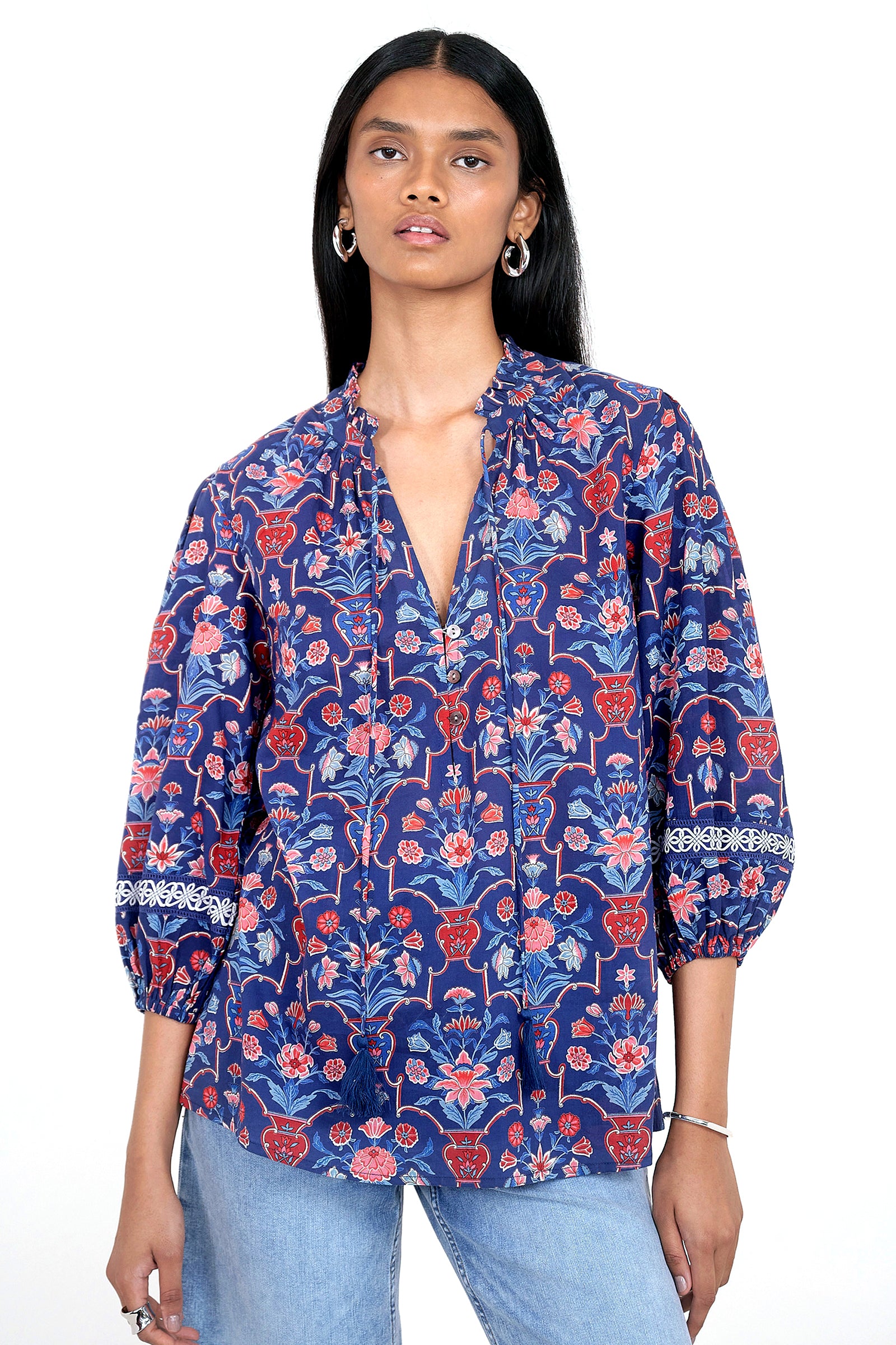 Lorna Top Floral Vase Medieval Blue