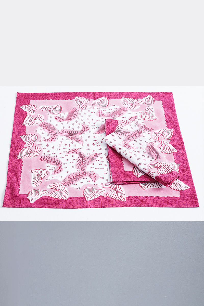 Four Palm Leaf Pink Napkins