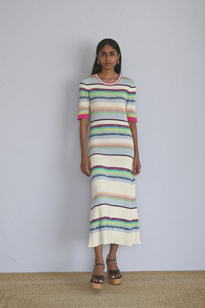 Video of model wearing Calla Dress Opal Ombre in showing all sides of dress.