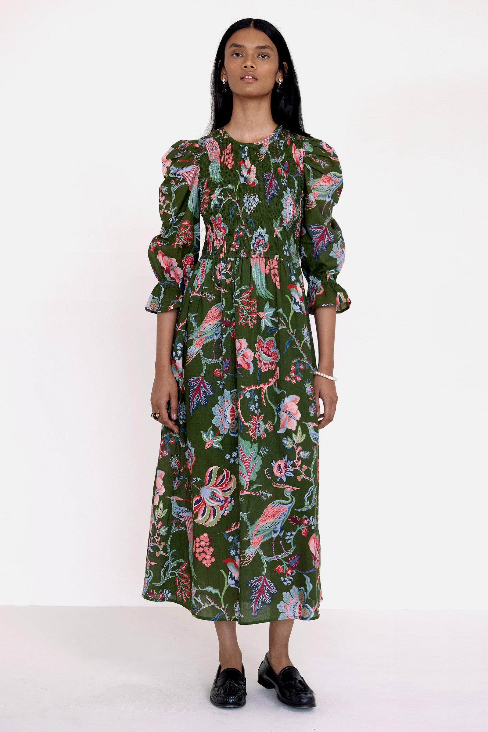 Queenie Dress Chintz Moss