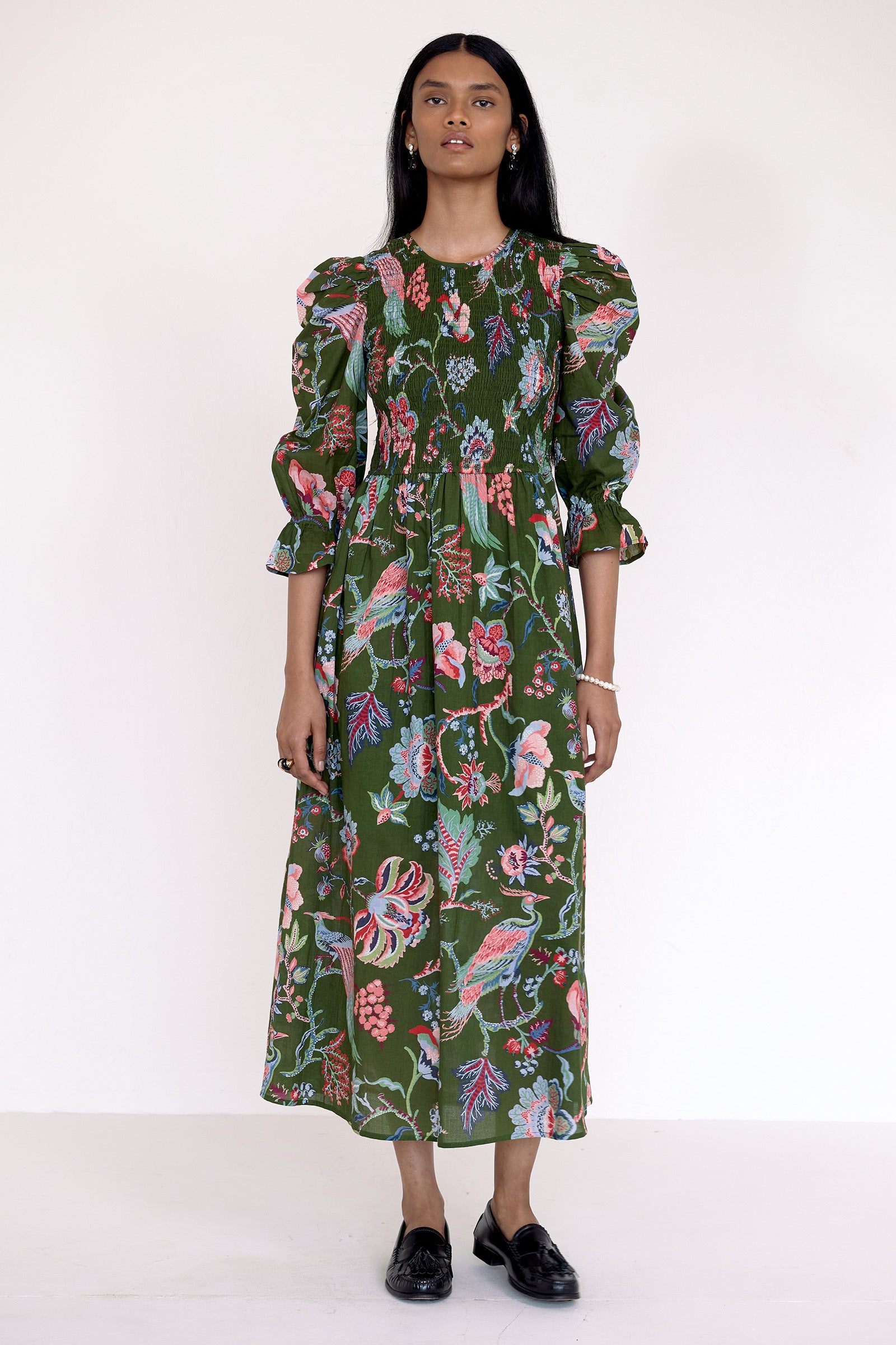 Queenie Dress Chintz Moss