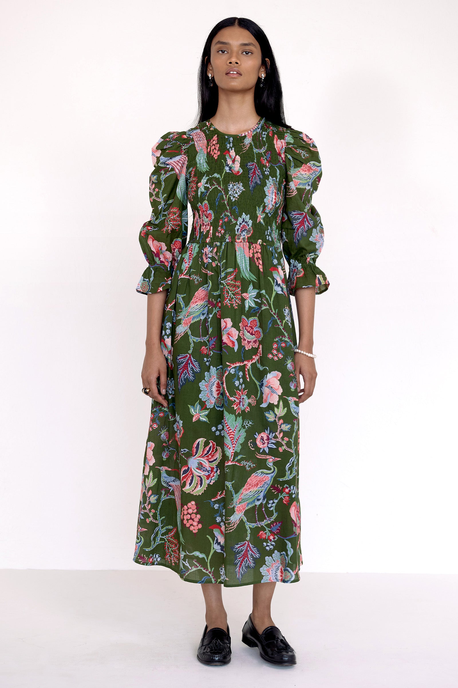 Queenie Dress Chintz Moss