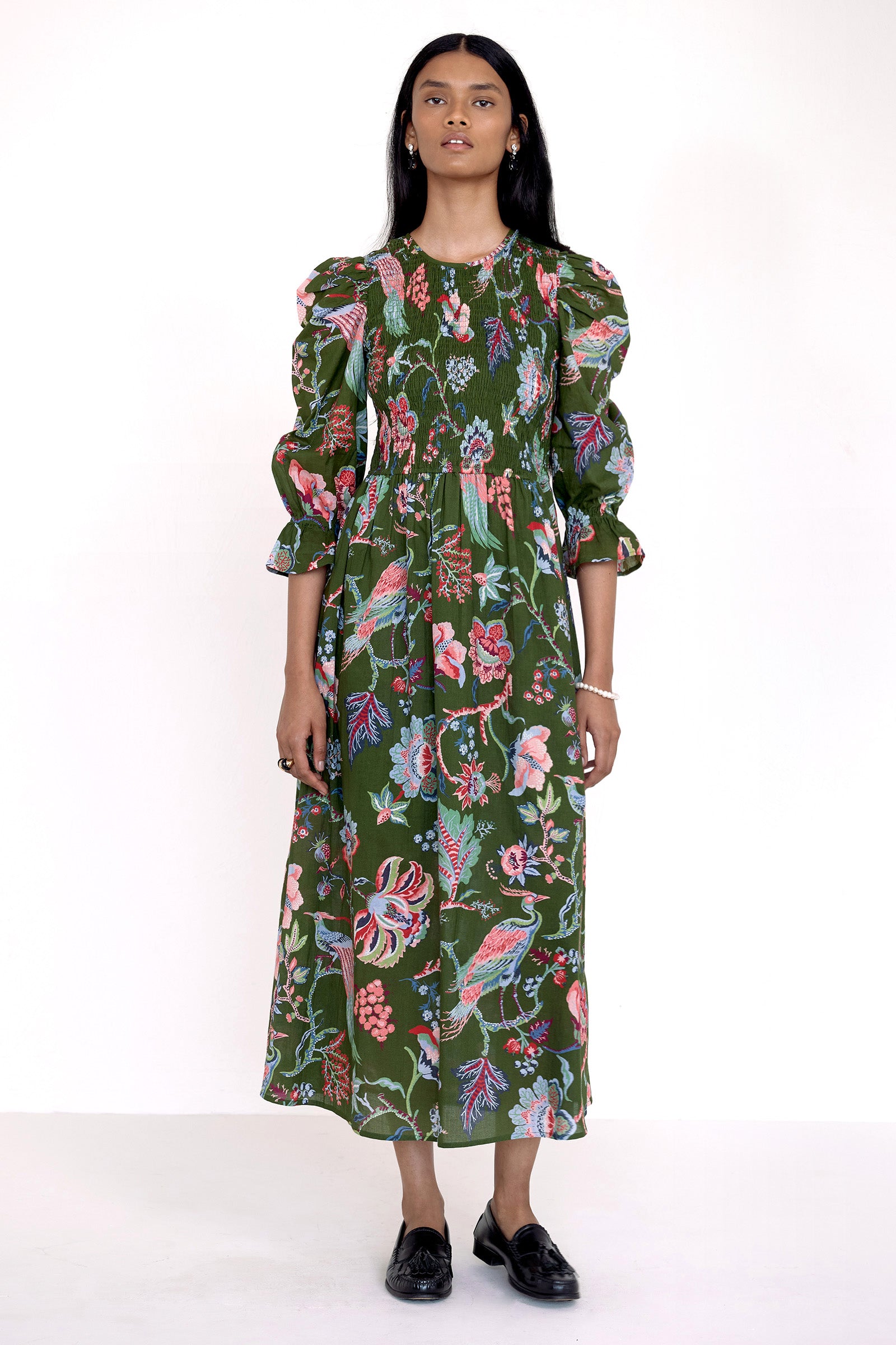 Queenie Dress Chintz Moss