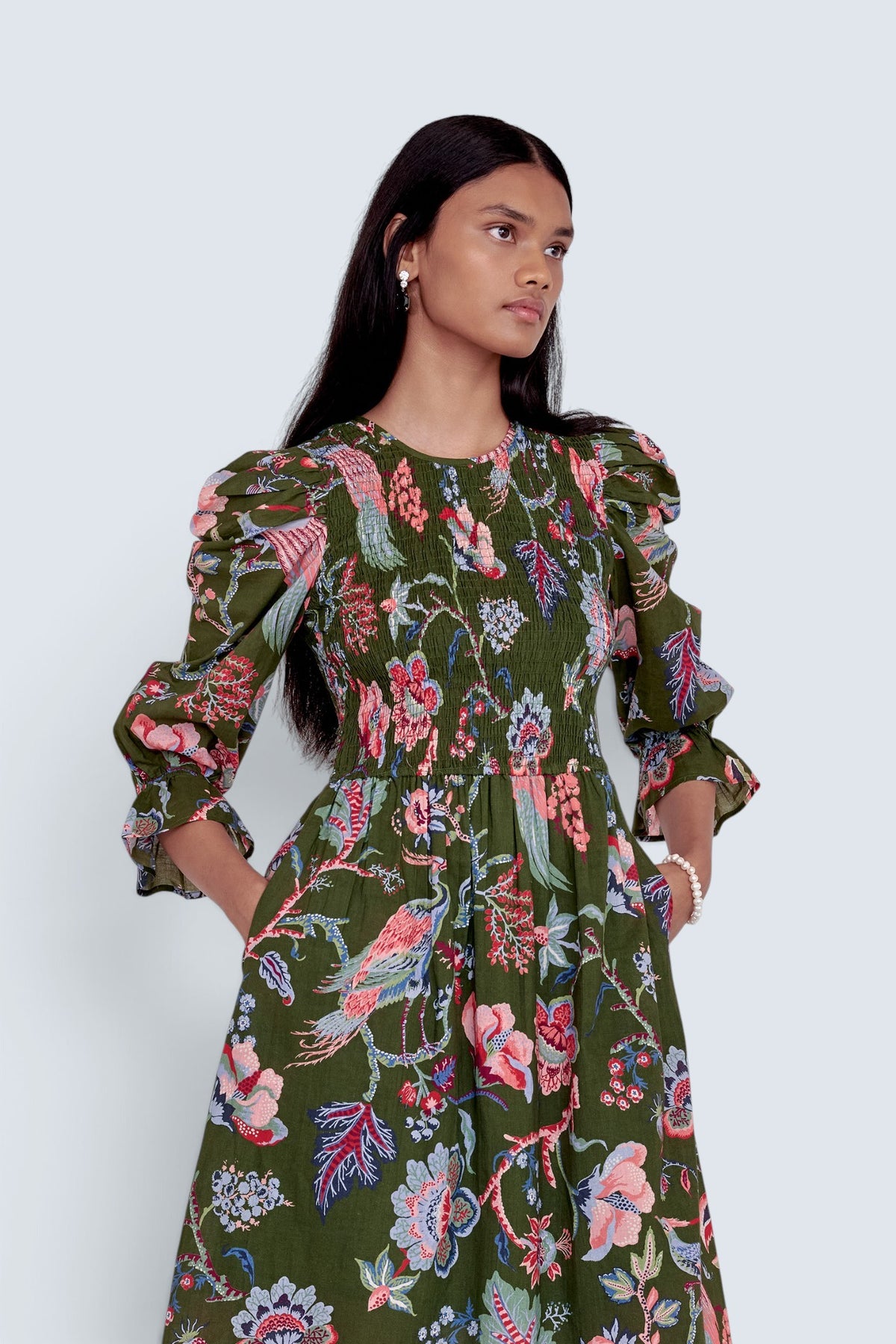 Queenie Dress Chintz Moss