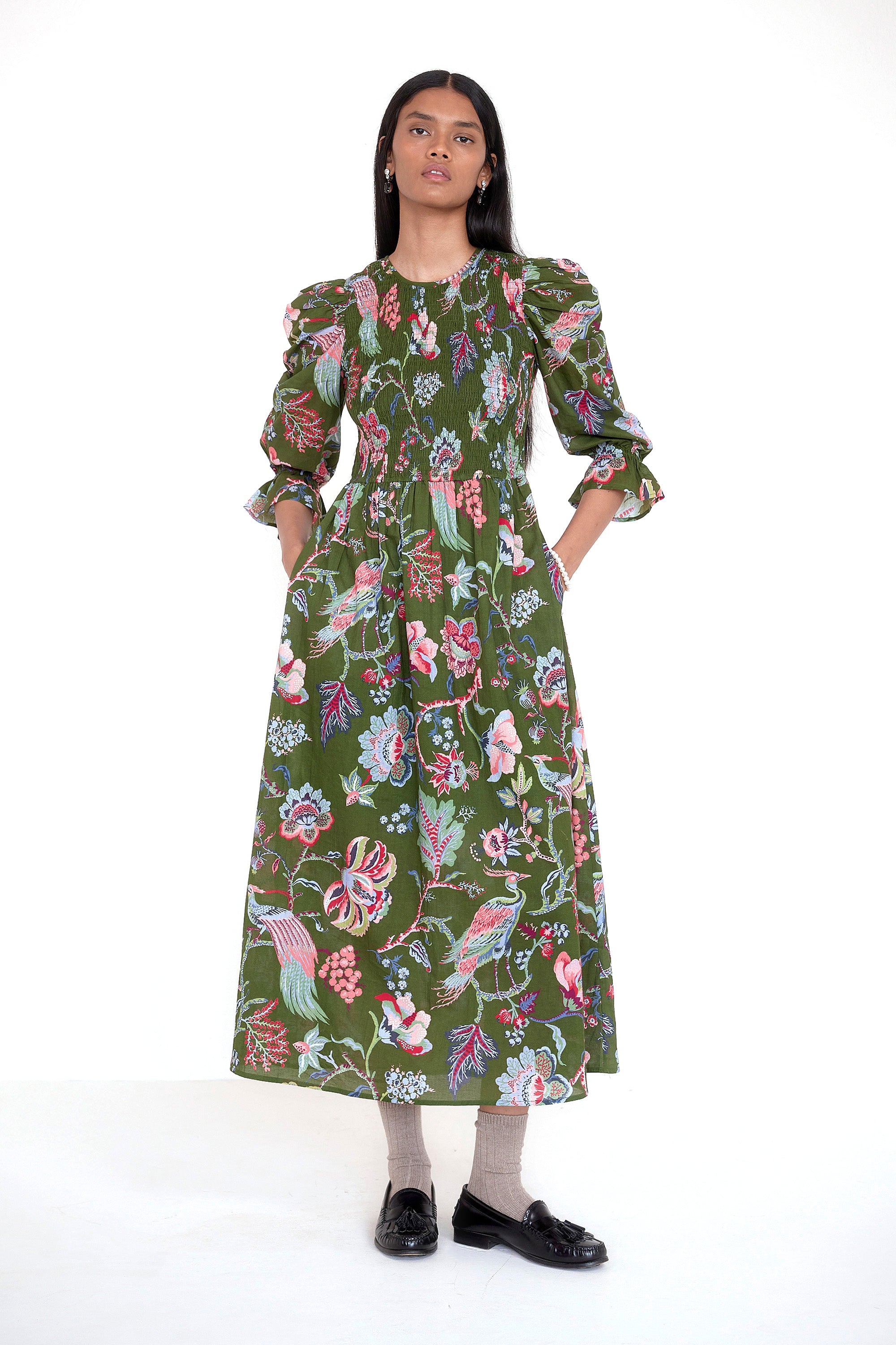 Queenie Dress Chintz Moss