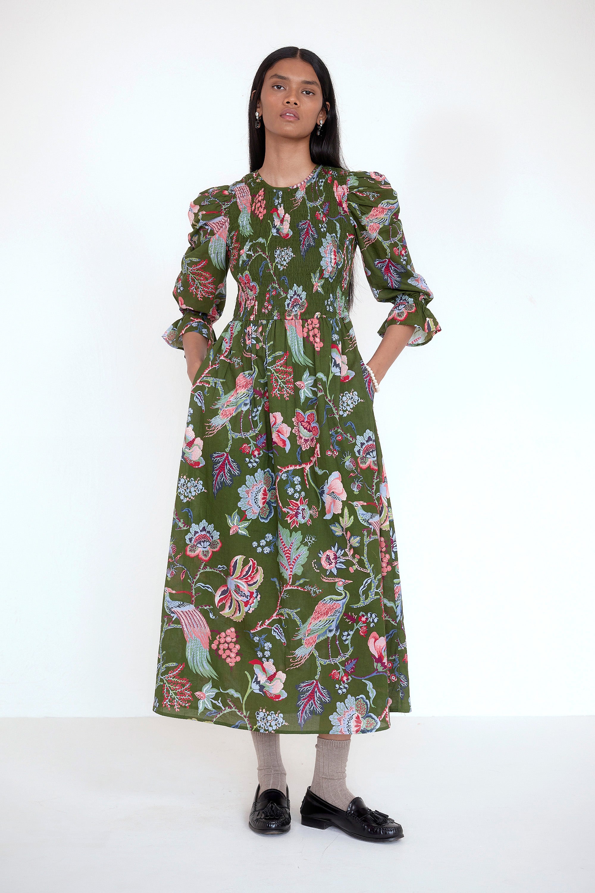 Queenie Dress Chintz Moss