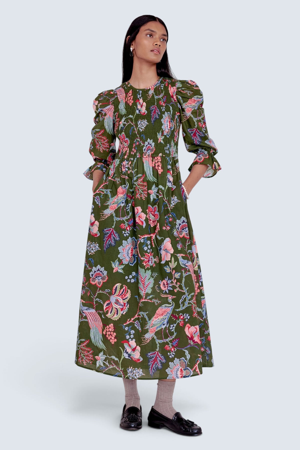 Queenie Dress Chintz Moss