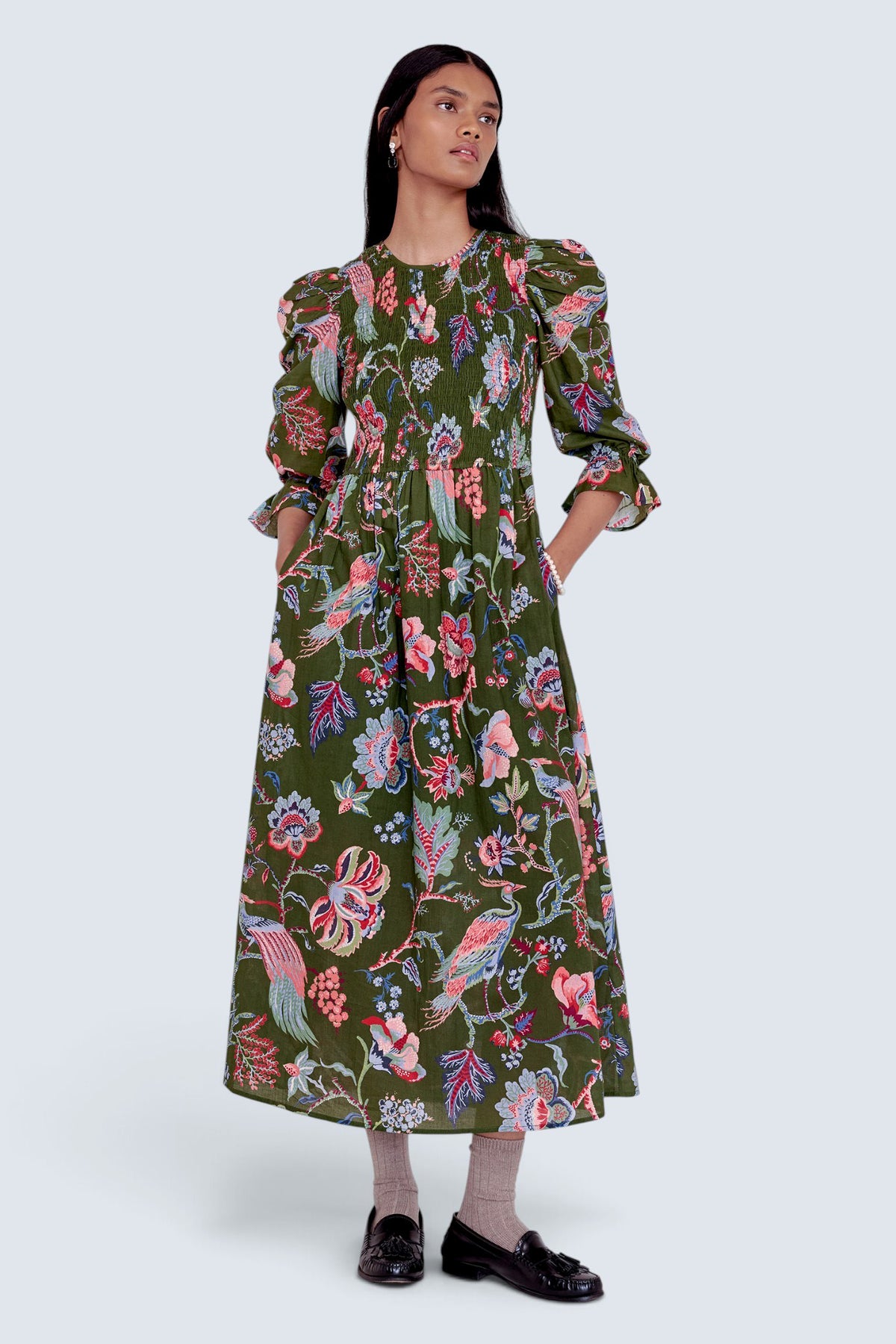 Queenie Dress Chintz Moss