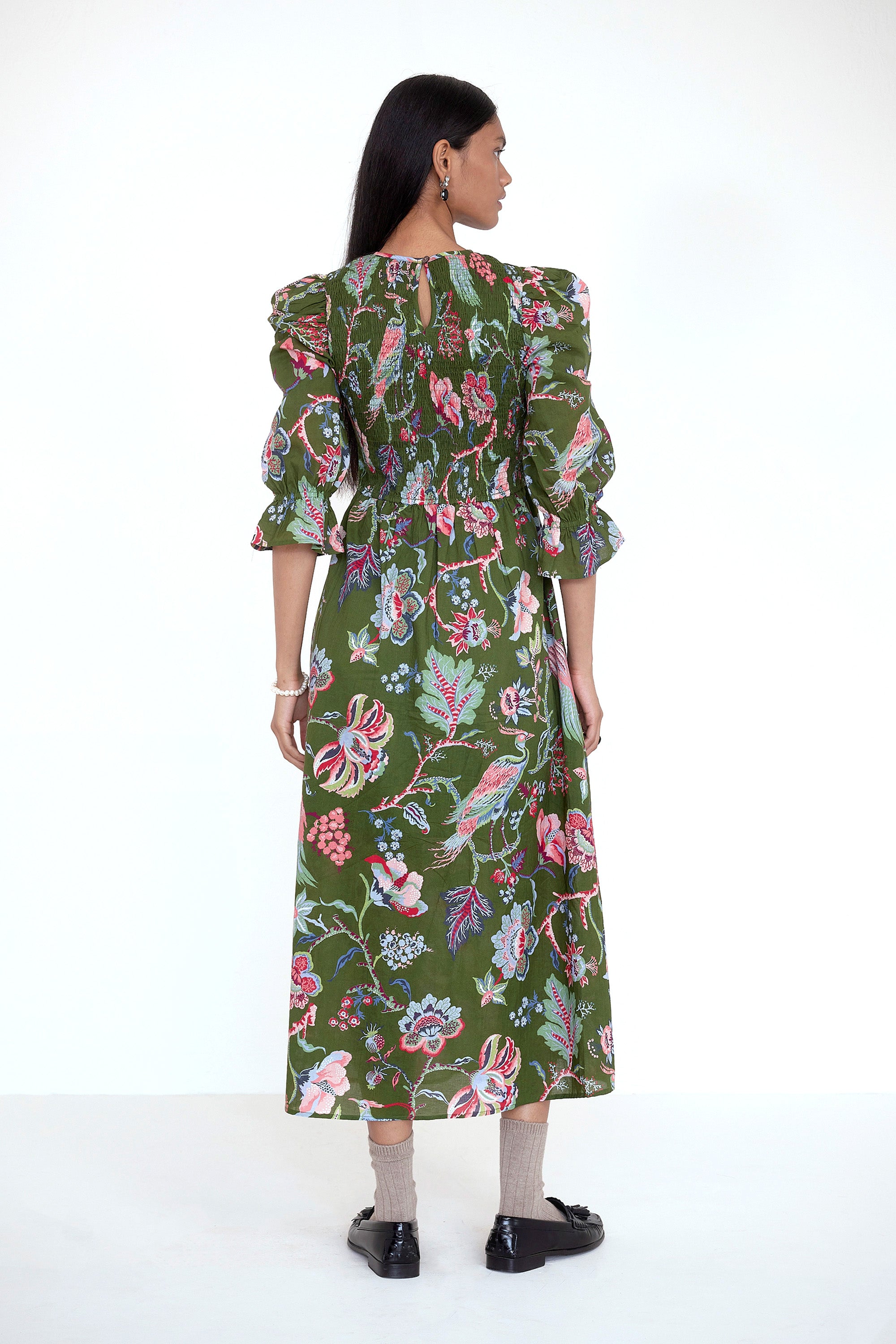 Queenie Dress Chintz Moss