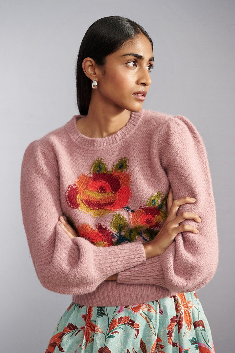 ROSE HANDKNIT CREWNECK