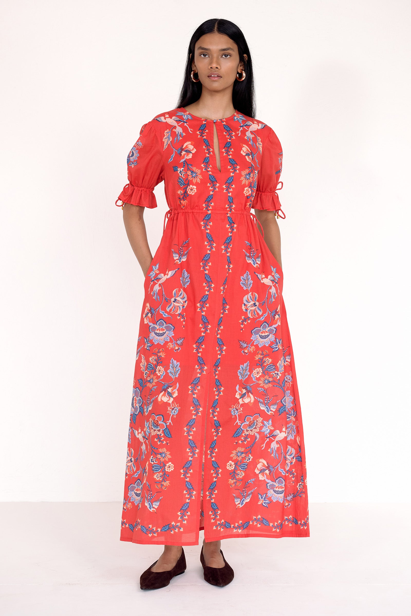 Ruby Dress Chintz Scarlet