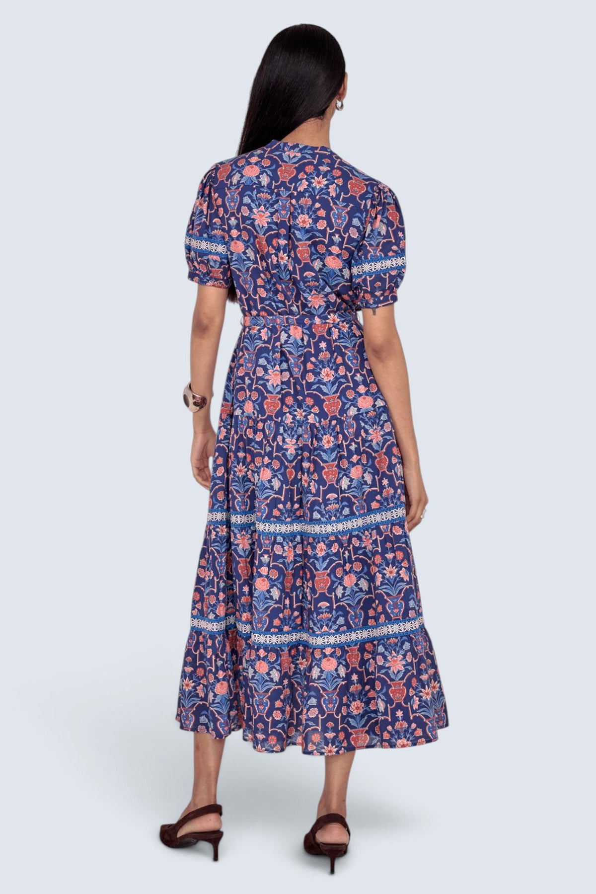 Saylor Dress Floral Vase Medieval Blue