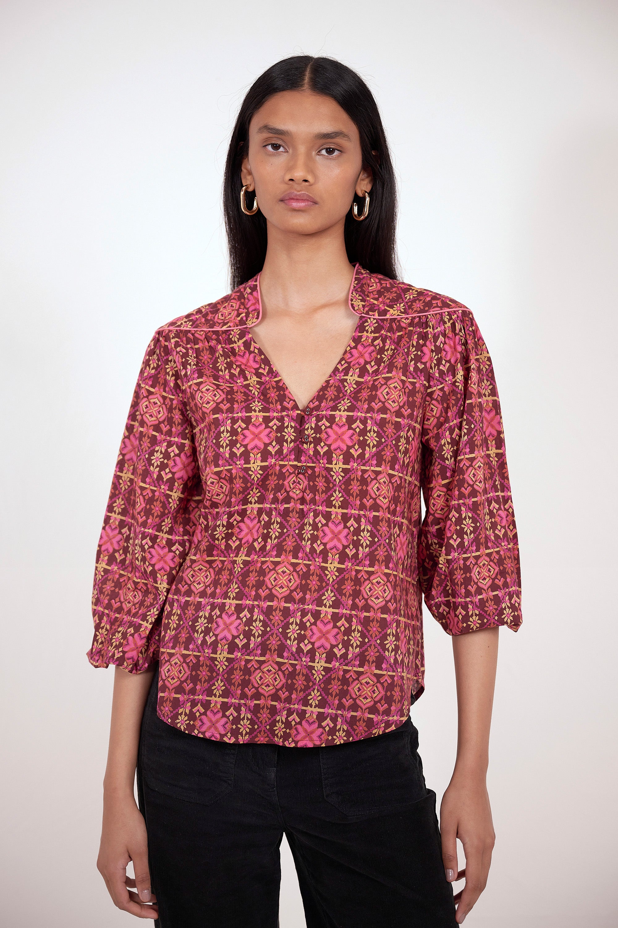 Vanessa Top Needlepoint Mahogany