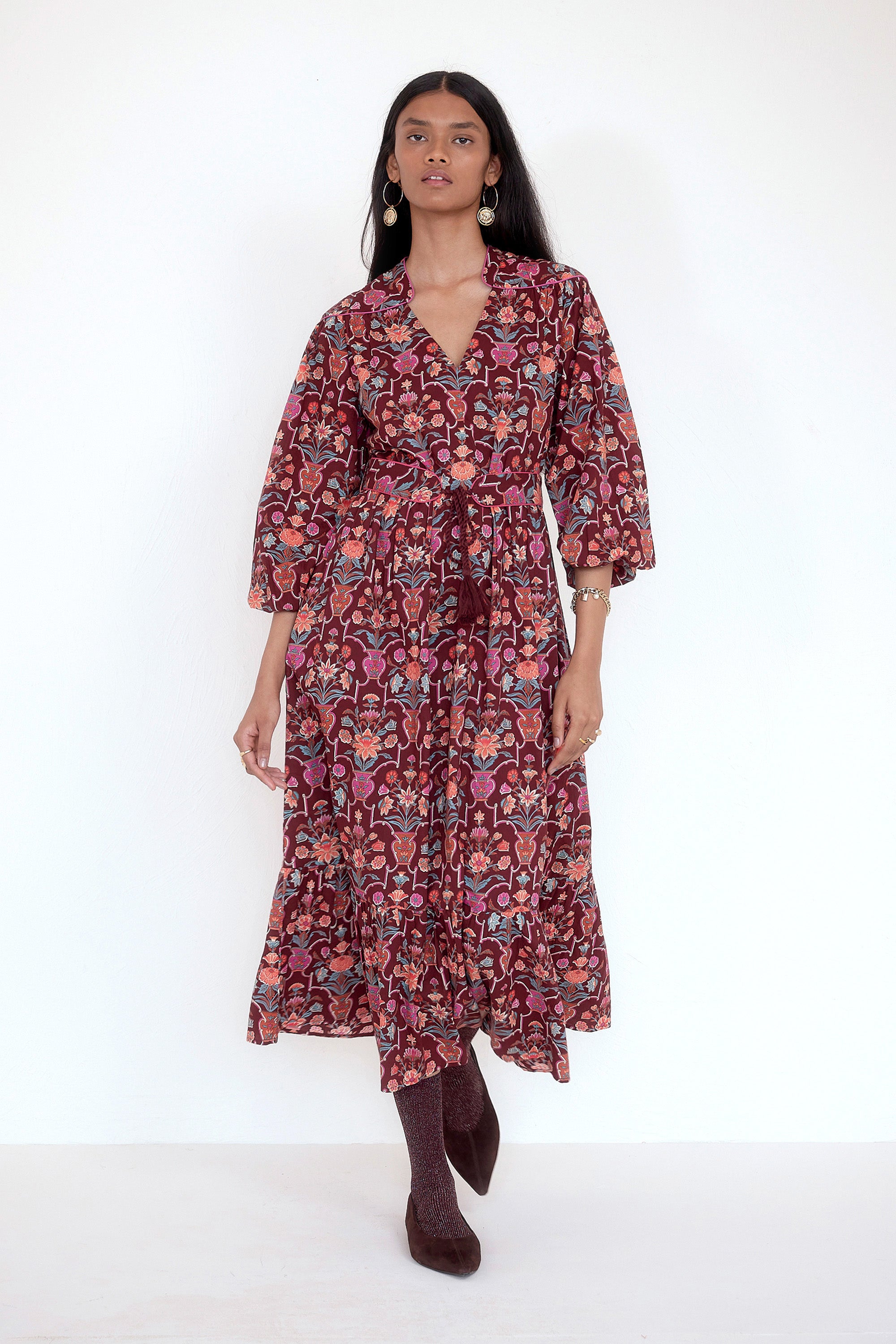 Victoria Dress Floral Vase Chestnut