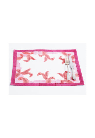 Four Palm Leaf Pink Placemats